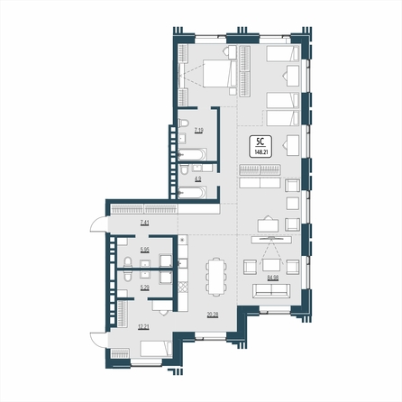 Планировка Студия 148,21 м²