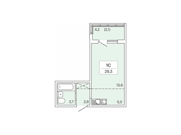 Планировка Студия 29,2 м²