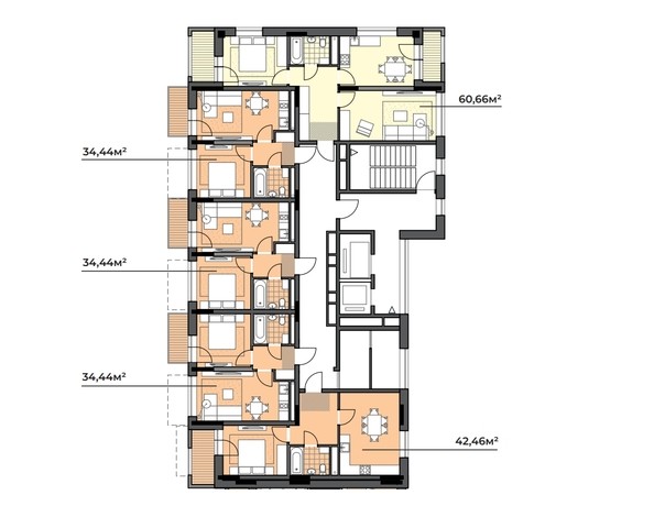 Типовая планировка этажа секция 1