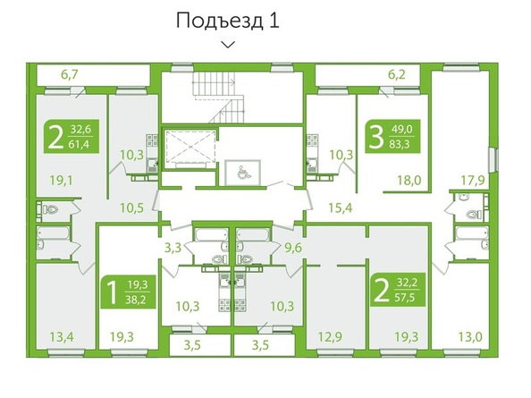 Типовой план этажа 1 подъезд