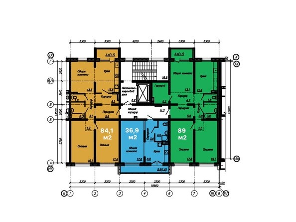 Планировка типового этажа, 5 б/с