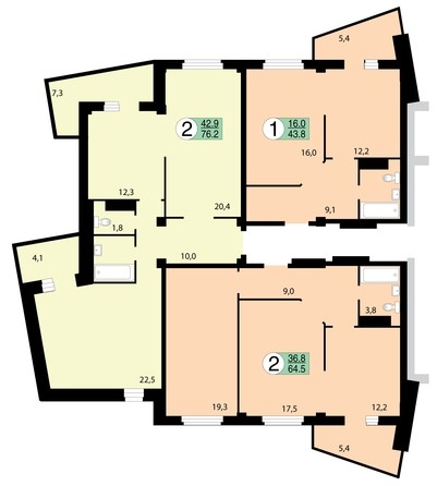 Типовой план, с 3 по 8 этаж, 2 этап