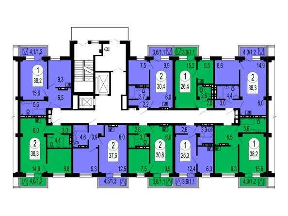 Блок-секция №2. Планировка типового этажа