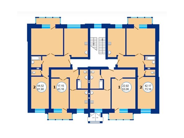 Типовая планировка 2-3 этажей