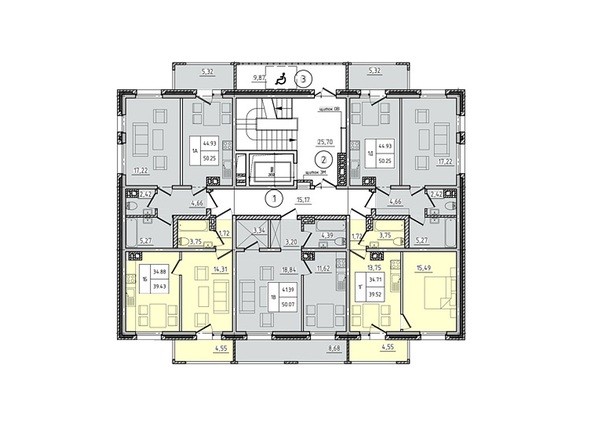 Планировка 2-4 этажей
