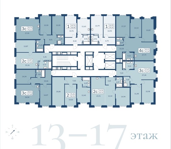 Планировка 13-17 этажей