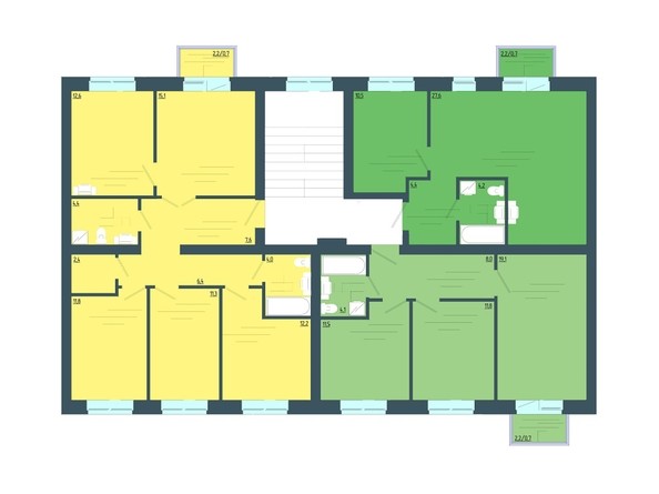 План 2-5 этажи 2 подъезд этажа