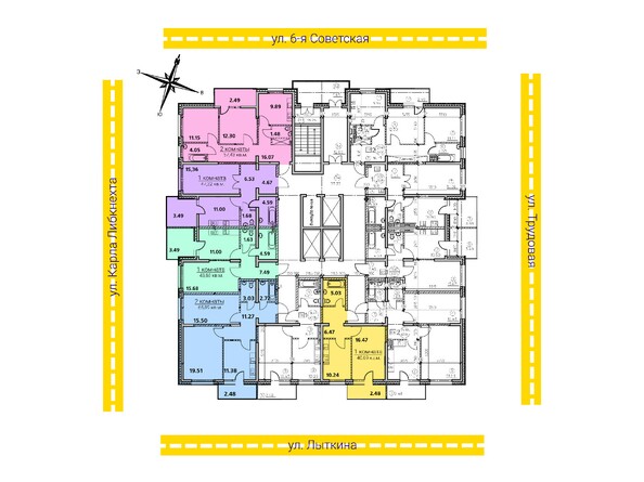 Планировка 2-16 этажей