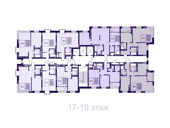 Планировка квартир 17-19 этаж