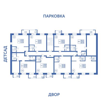 Типовой план этажа секция 2 подъезд