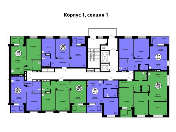 Планировка типового этажа, корпус 1