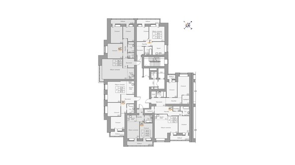 Планировка 14-16 этажей, 3 б/с