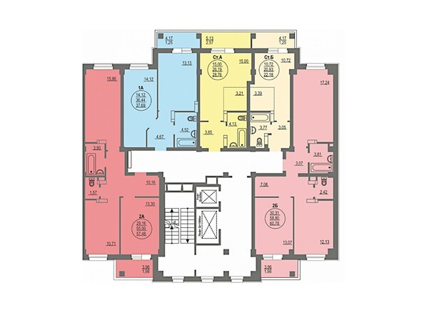 Планировка типового этажа. Блок-секция 1