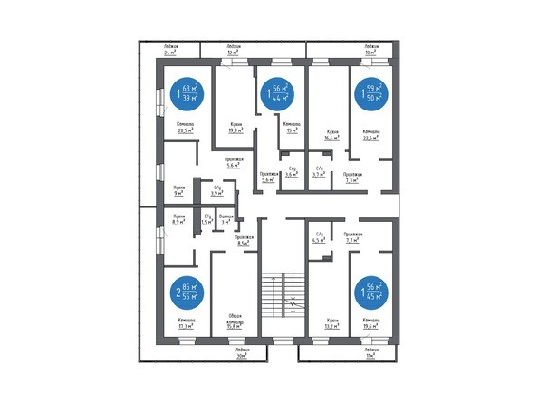 Типовая планировка этажа, б/с 1