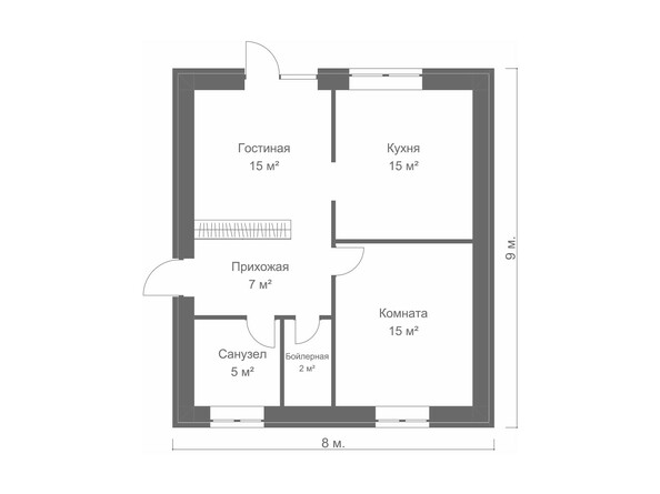 Планировка дом 60 кв.м. Второй вариант