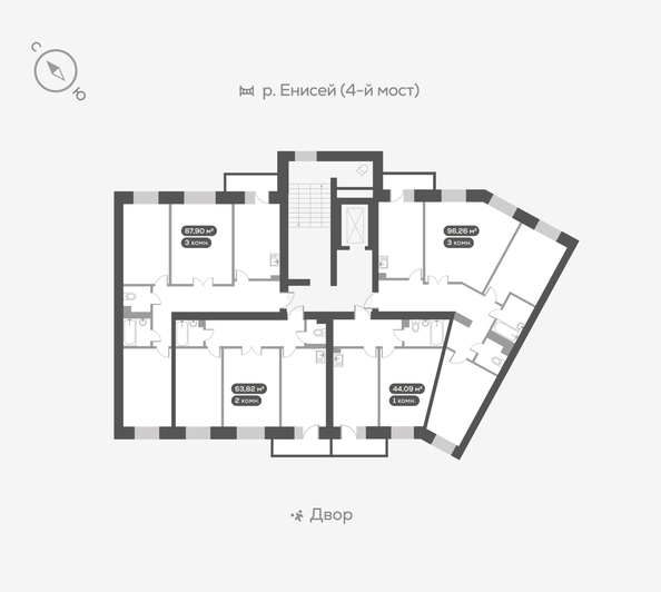 
  Продается 3-комн. квартира, 97.1 м², ЖК Академгородок, дом 7
. Фото 6.