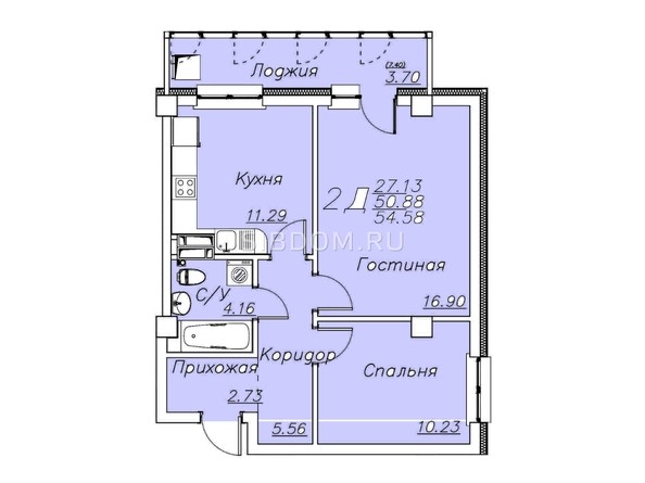 
   Продам 2-комнатную, 54.58 м², Housepark (Хауспарк)

. Фото 2.