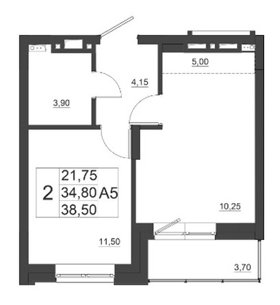 
   Продам 2-комнатную, 38.5 м², Дивные Дали, дом 1

. Фото 5.