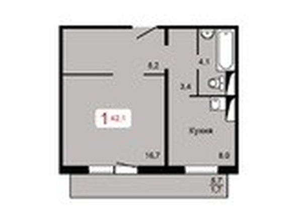
   Продам 1-комнатную, 42.1 м², Мичурино, дом 2 строение 5

. Фото 1.