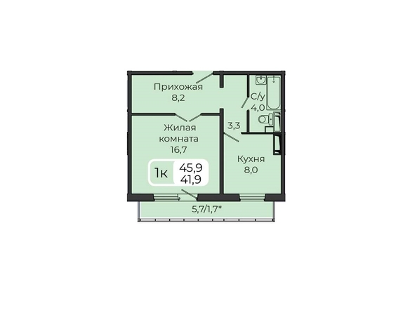 
   Продам 1-комнатную, 41.9 м², Три слона, дом 2

. Фото 2.