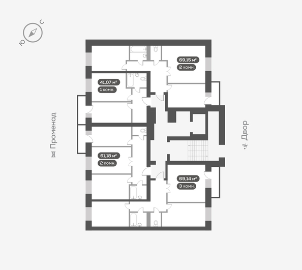 
  Продается 2-комн. квартира, 69.15 м², ЖК Октябрьский, дом 2
. Фото 6.