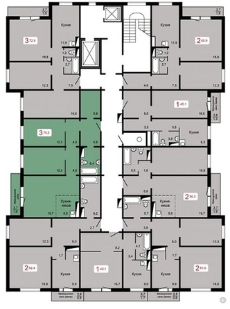 
   Продам 3-комнатную, 76.2 м², Мичурино, дом 2 строение 5

. Фото 2.