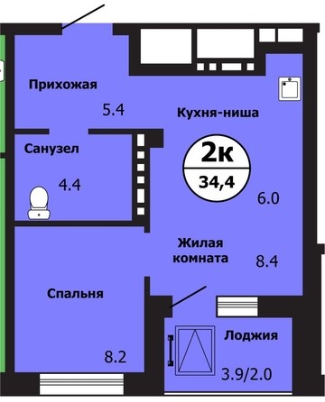 
   Продам 1-комнатную, 38.4 м², Лесников ул, 43

. Фото 3.