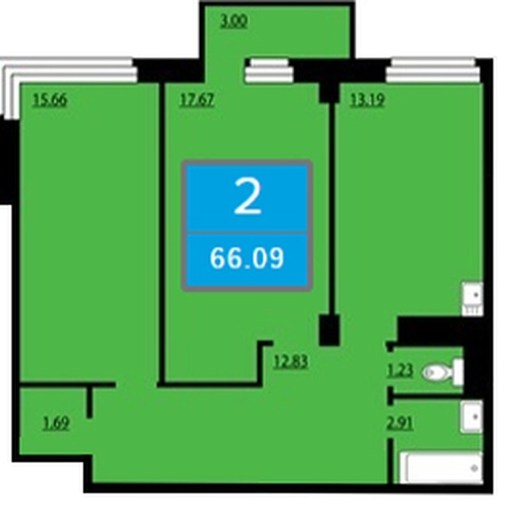 
   Продам 2-комнатную, 66.09 м², Преображенский, дом 12

. Фото 1.