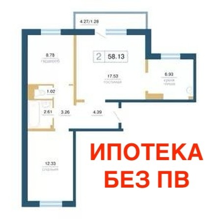 
   Продам 2-комнатную, 58.13 м², Нанжуль-Солнечный, дом 8

. Фото 1.