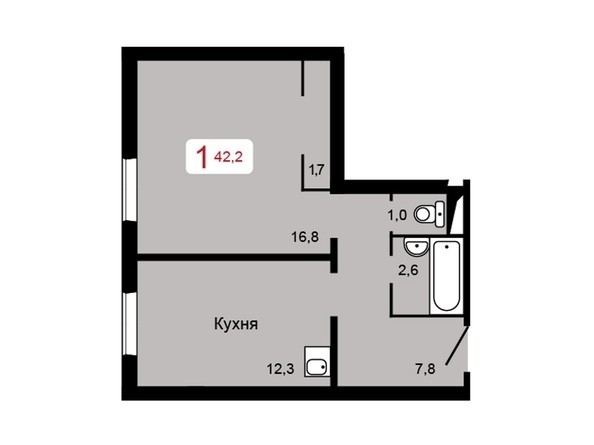 
   Продам 1-комнатную, 42.2 м², Мичурино, дом 2 строение 1

. Фото 1.