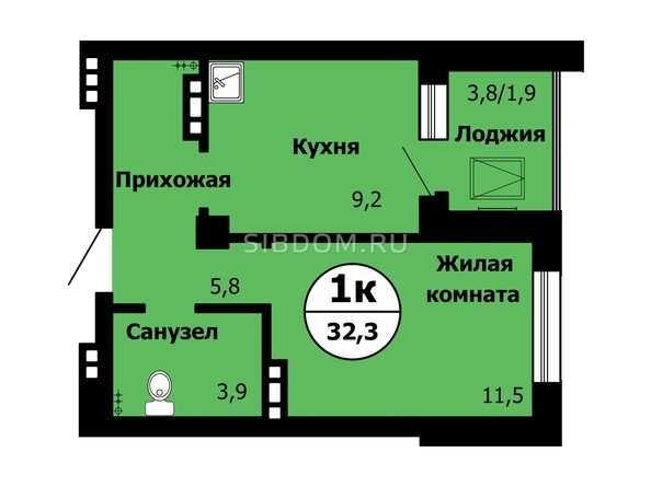 
   Продам 1-комнатную, 32.4 м², Серебряный, дом 1 корпус 2

. Фото 1.