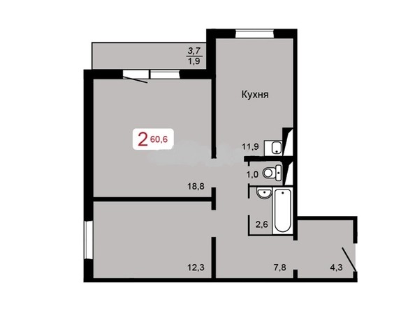 
   Продам 2-комнатную, 60.6 м², Аральская ул, 47

. Фото 1.
