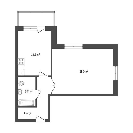 
   Продам 1-комнатную, 48 м², Квадро, дом 1

. Фото 1.
