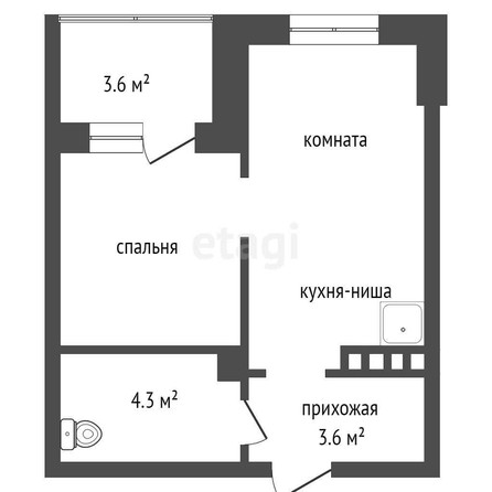 
   Продам 2-комнатную, 32.4 м², Серебряный, дом 1 корпус 2

. Фото 1.