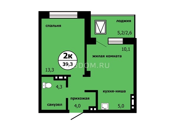 
   Продам 2-комнатную, 39.3 м², Тихие зори, дом Панорама корпус 1

. Фото 2.