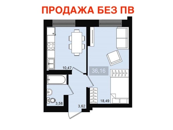 
   Продам 1-комнатную, 36.16 м², Сказочный, дом 1

. Фото 1.