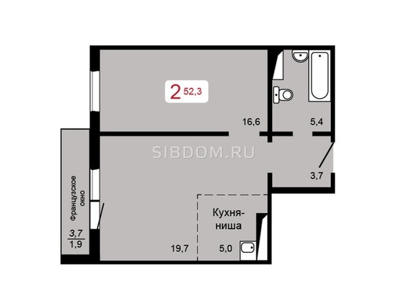 
   Продам 2-комнатную, 52.3 м², Мичурино, дом 2 строение 4

. Фото 2.