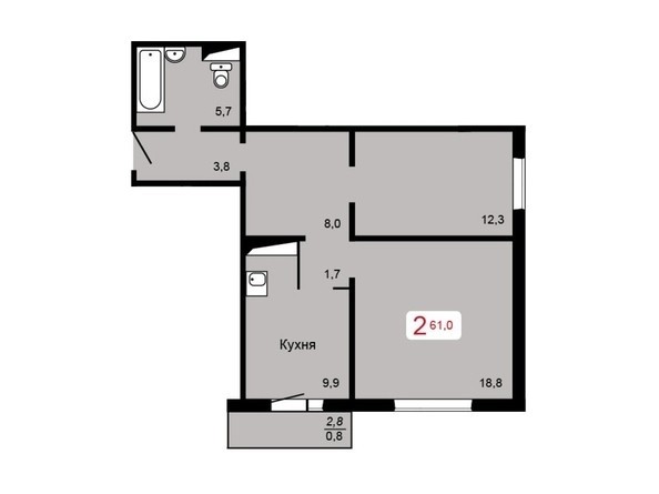
   Продам 2-комнатную, 61 м², Судостроительная ул, 31е

. Фото 5.
