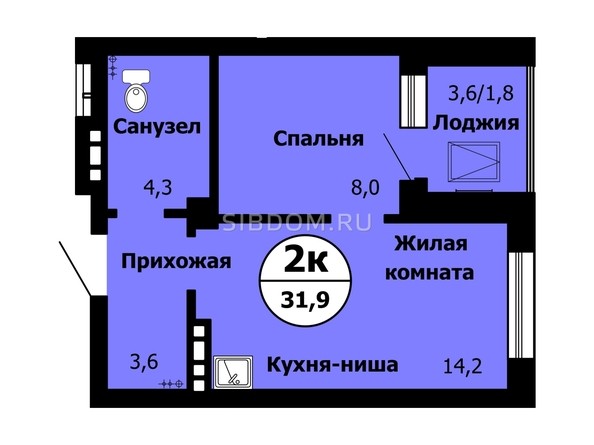 
   Продам 2-комнатную, 31.9 м², Серебряный, дом 1 корпус 2

. Фото 1.