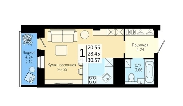 
   Продам 1-комнатную, 28.15 м², На Дудинской, дом 5

. Фото 10.