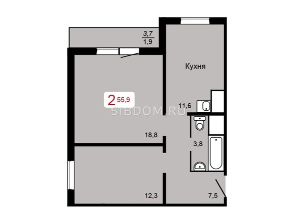 
   Продам 2-комнатную, 55.7 м², КБС. Берег, дом 4 строение 1

. Фото 16.