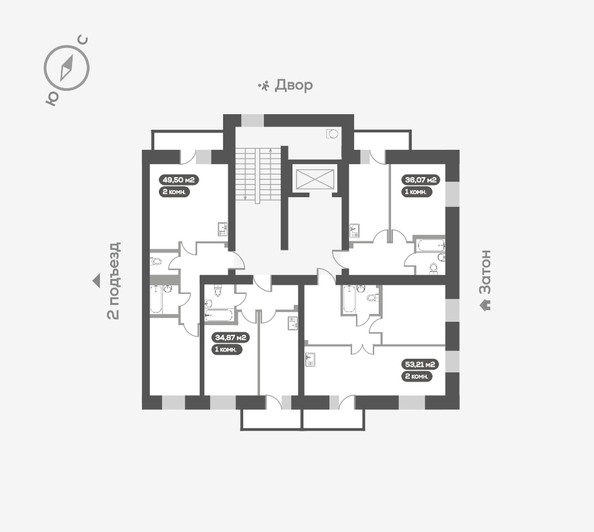 
   Продам 2-комнатную, 53.21 м², Южный берег, дом 24

. Фото 14.