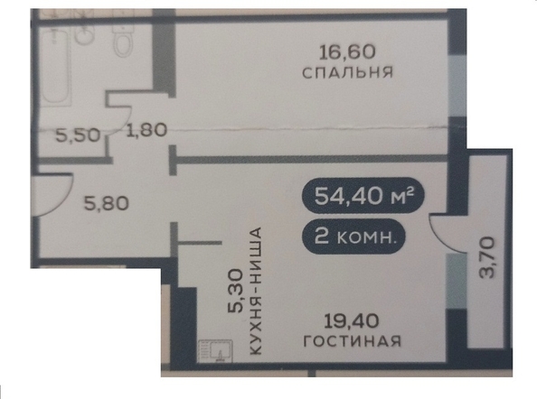 
   Продам 2-комнатную, 58.1 м², Белый квартал на Свободном, дом 2

. Фото 2.