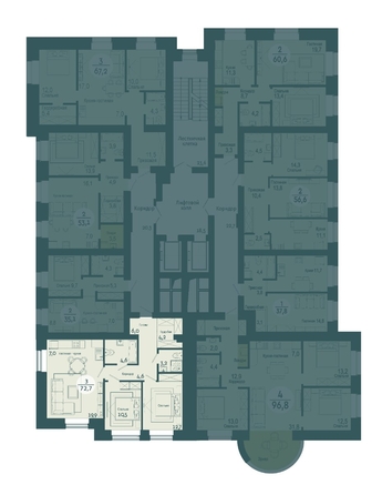 
   Продам 3-комнатную, 72.7 м², Авиаторов ул, 32

. Фото 1.