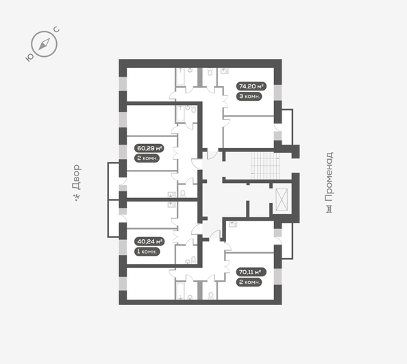 
  Продается 2-комн. квартира, 60.4 м², ЖК Октябрьский, дом 1
. Фото 6.