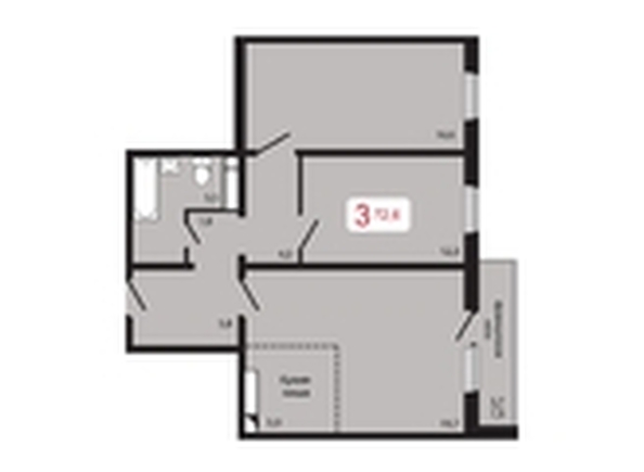 
   Продам 3-комнатную, 72.6 м², КБС. Берег, дом 5 строение 1

. Фото 1.