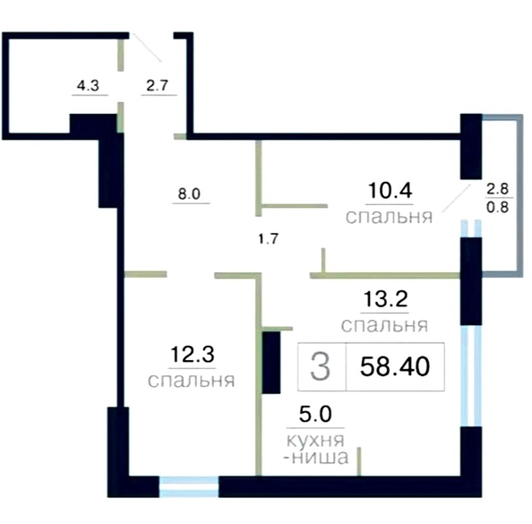 
   Продам 3-комнатную, 58.4 м², Дубровинского ул, 110в

. Фото 13.