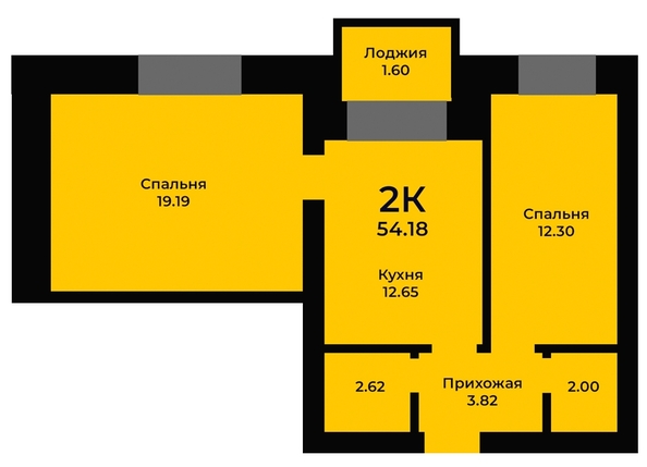 
   Продам 2-комнатную, 54.2 м², Кирпичная ул, 19

. Фото 2.