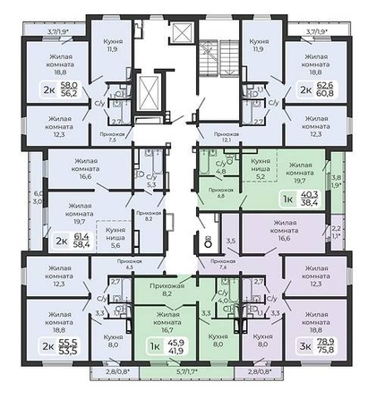 
   Продам 2-комнатную, 53.5 м², Три слона, дом 1

. Фото 1.