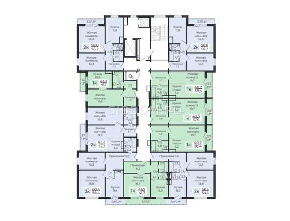 
   Продам 2-комнатную, 54.6 м², Три слона, дом 3

. Фото 1.